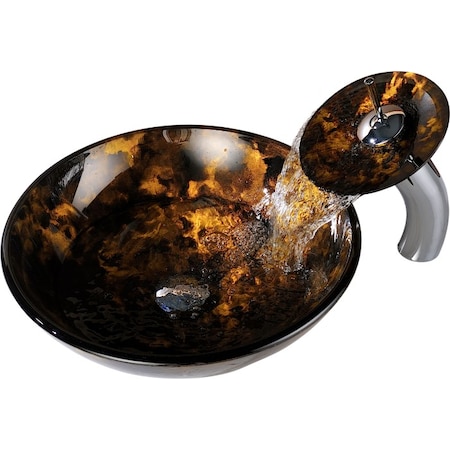 Anzzi Timbre Kindled Amber Deco-Glass Vessel Sink with Matching Faucet LS-AZ049